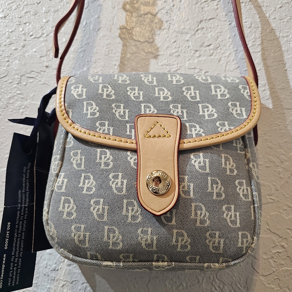 Dooney & Bourke blue & cream mini Crossbody Bag with Monogram Pattern
